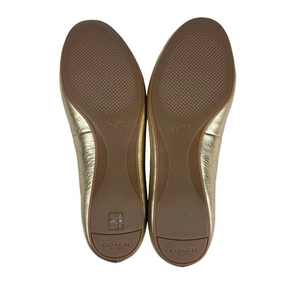 COACH LARA Q8259 METALLIC TUMBLED GOLD ROUND TOE HOLIDAY CLASSIC BALLERINA FLAT - Picture 5 of 13